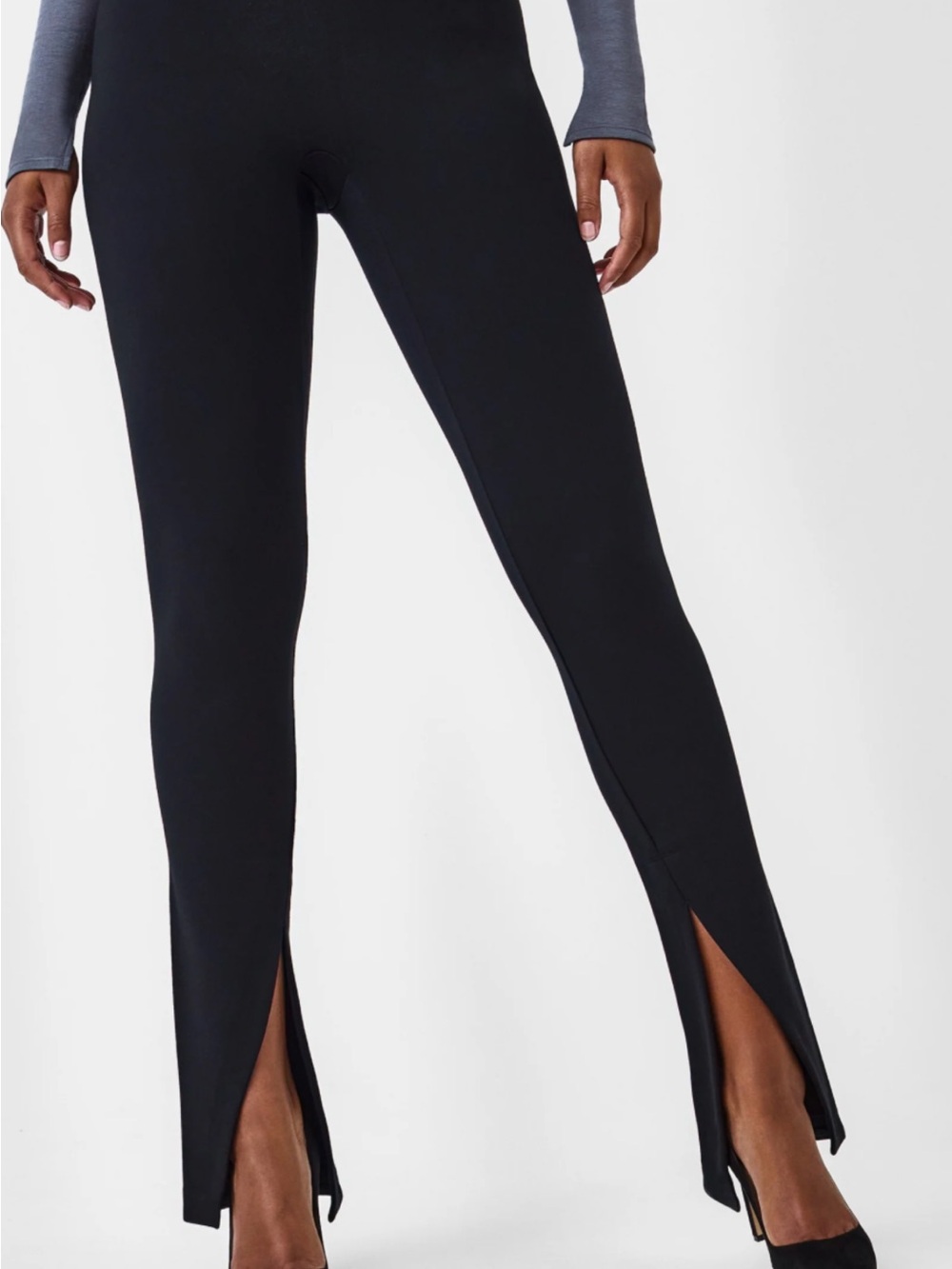 SPANX Black Split-Hem Skinny Jumpsuit Pants